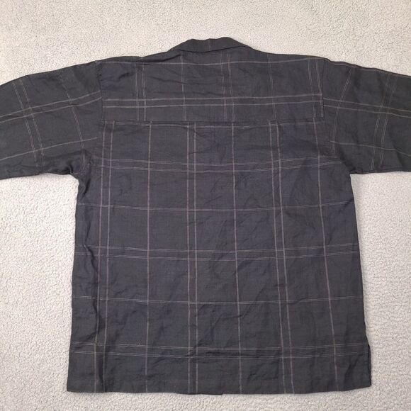 Godbody Collection Shirt Mens XL Black Plaid Linen Oversized Button Up Camp - Picture 11 of 12